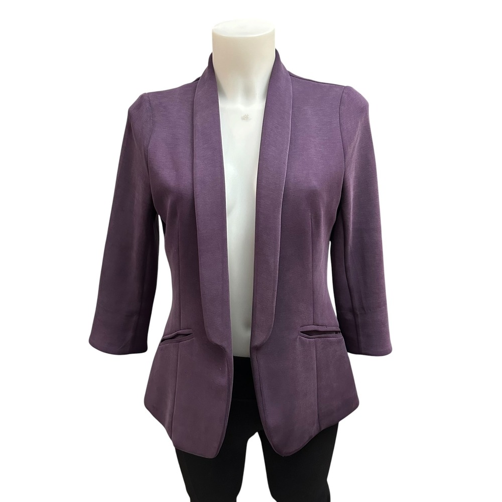 Skies are Blue Purple Soft Open Front Blazer Sz‎ Small 3/4 Sleeve